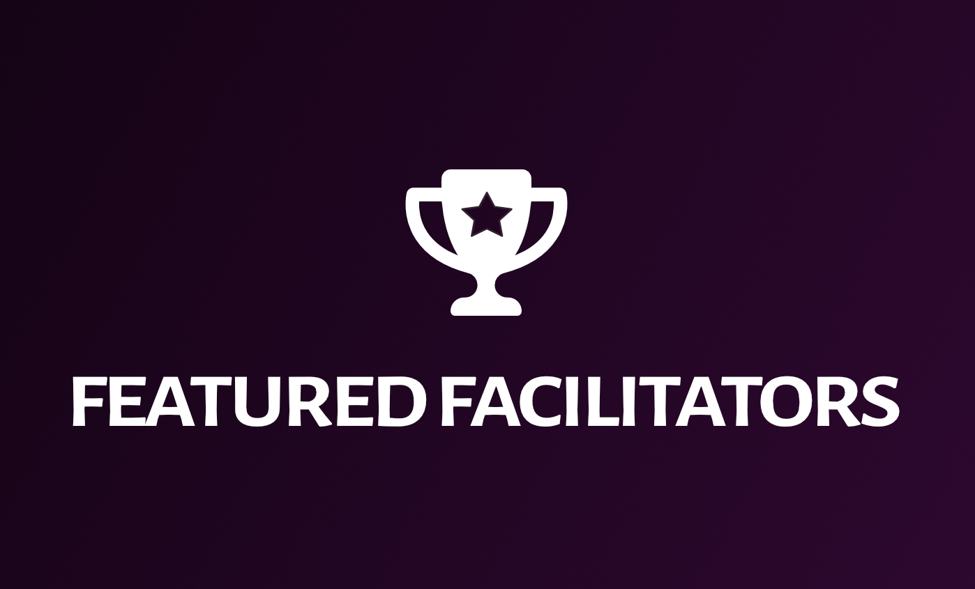 Banner with a trophy and text reading "Featured Facilitators"